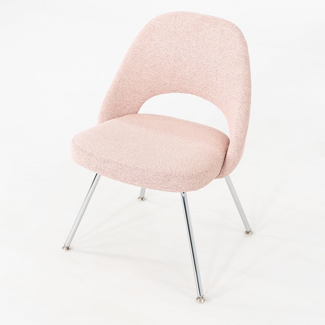 2010s Pair of Eero Saarinen for Knoll Armless Executive Dining Chair Pink Fabric