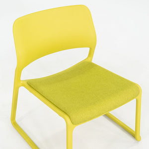 2010s Set of Four Don Chadwick for Knoll Spark Lounge Stacking Chairs Lime Green