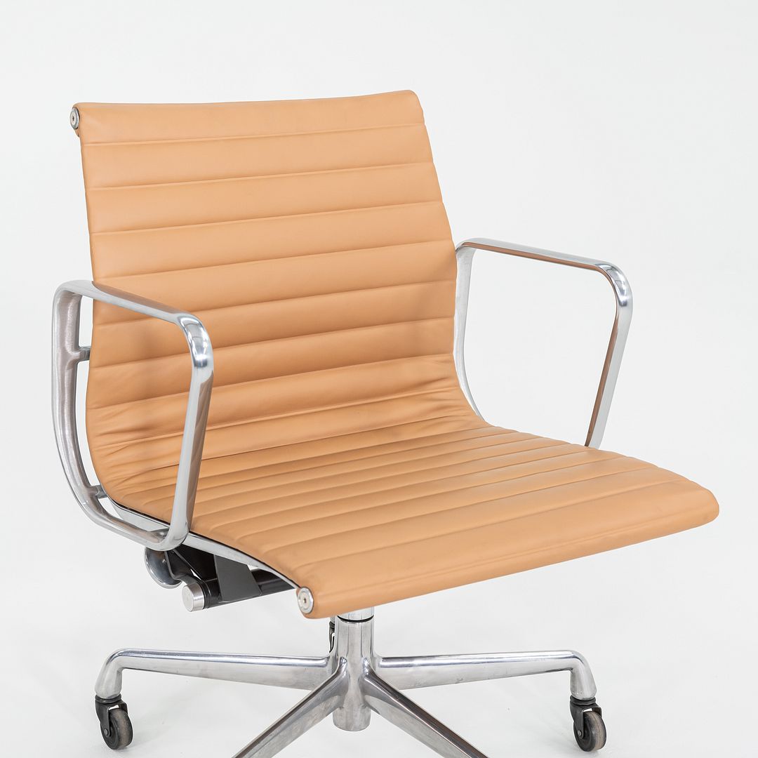 SOLD 2010s Herman Miller Eames Aluminum Group Management Desk Chair in Tan Leather