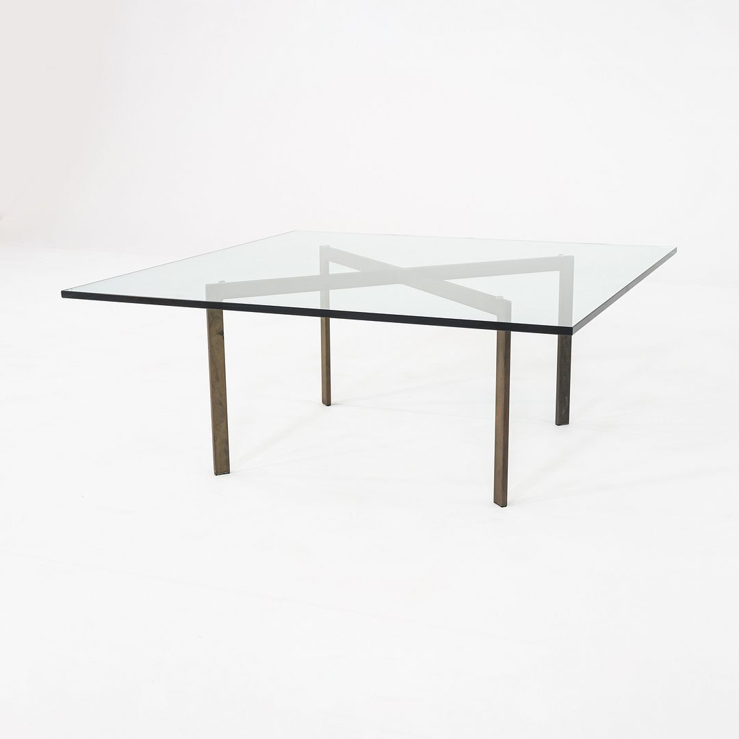 1960s Mies van der Rohe Barcelona Coffee Table with Bronze Base and Glass Top