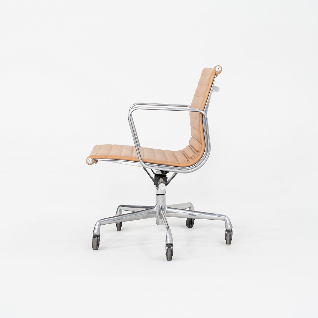 SOLD 2010s Herman Miller Eames Aluminum Group Management Desk Chair in Tan Leather