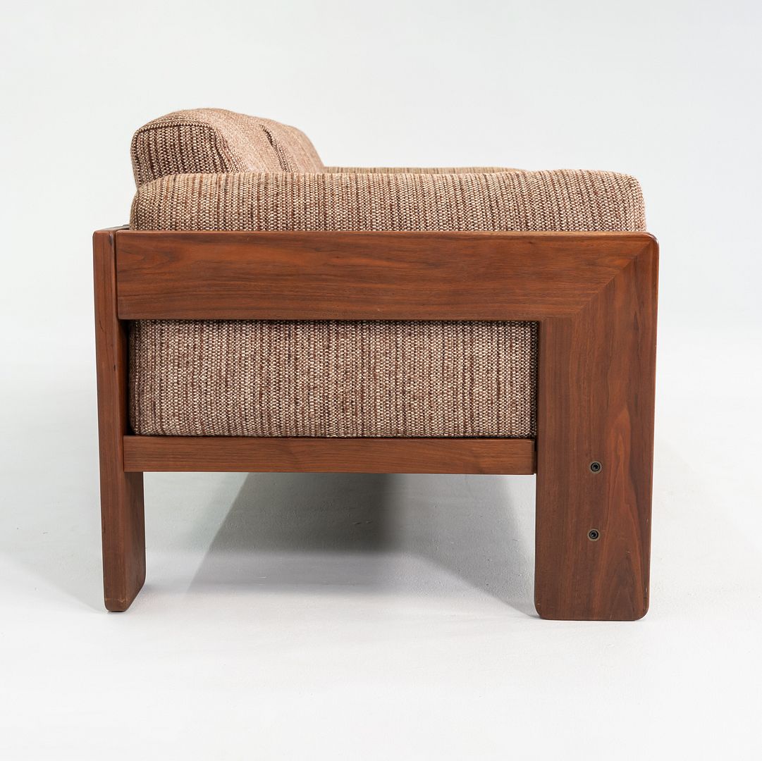 1980s Afra and Tobia Scarpa for Knoll Bastiano Three Seat Sofa Walnut w/ Tweed