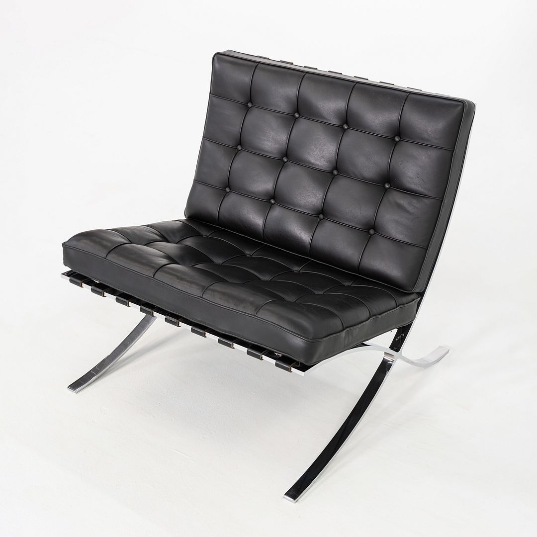 2010s Mies van der Rohe for Knoll Barcelona Lounge Chair Black Leather & Chrome