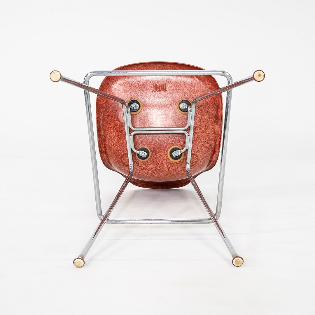 2010s Eames Modernica Bar Stool in Steel and Orange Red Fiberglass 13x Available