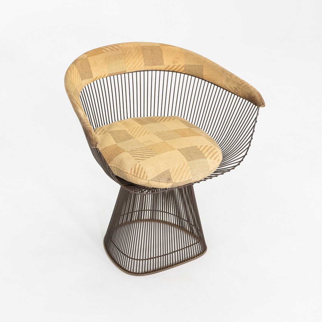 1970s Warren Platner for Knoll Dining Arm Chair in Bronze with Original Fabric