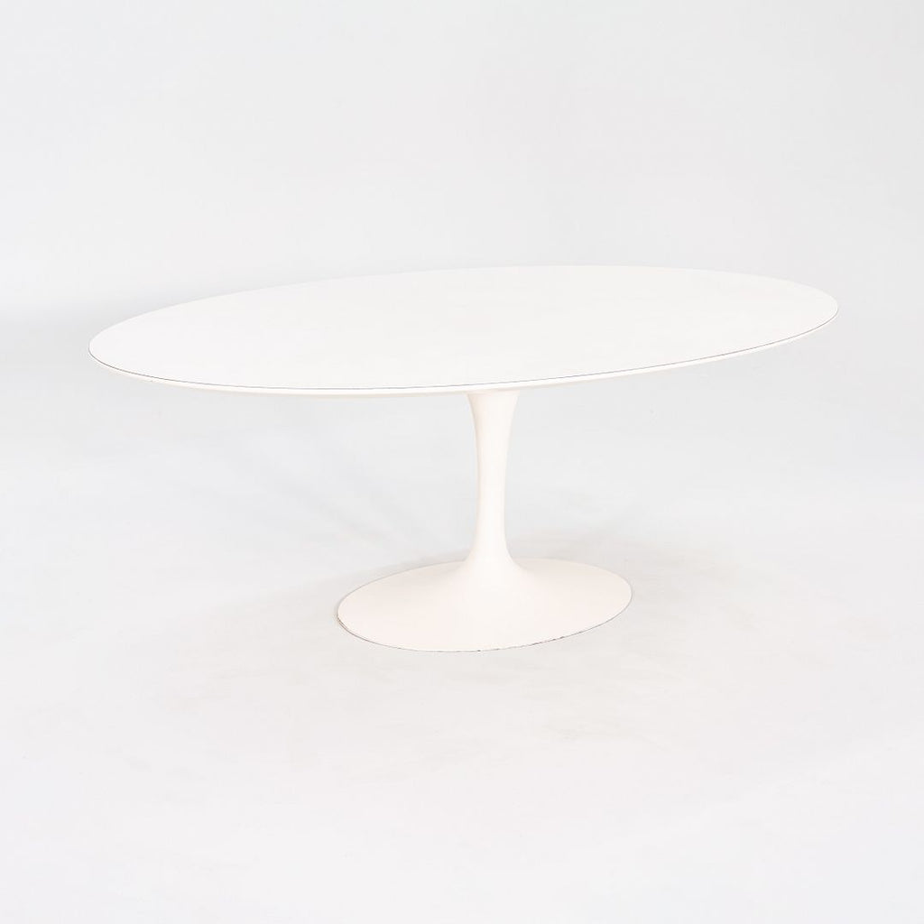 1960s Eero Saarinen for Knoll 78x48 inch Oval Tulip Dining Table in White Laminate