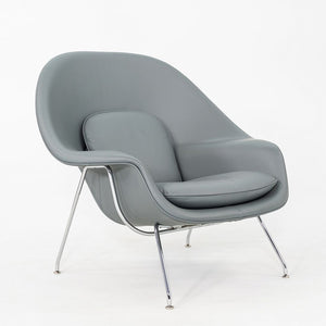 2010s Eero Saarinen for Knoll Medium Womb Lounge Chair in Grey Leather 3x Avail