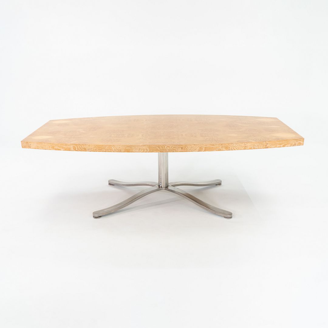 2004 Nicos Zographos Custom Burled Oak Conference Table w/ Stainless Steel Base