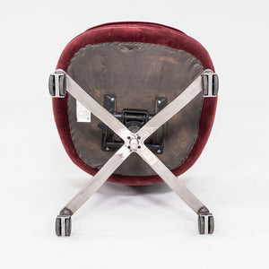 1980s Pair of Nicos Zographos CH 6 Alpha Bucket Desk Chairs in Burgundy Fabric