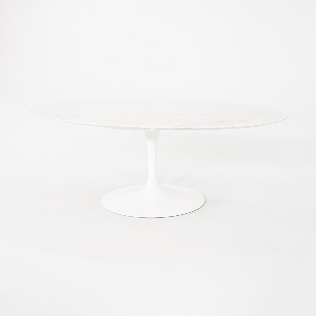 2010s Eero Saarinen for Knoll 42" Oval Tulip Coffee Table w/ Carrara Marble Top