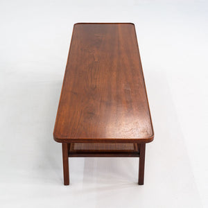 1960s Jack Cartwright for Founders Rectangular Coffee Table in Walnut and Cane