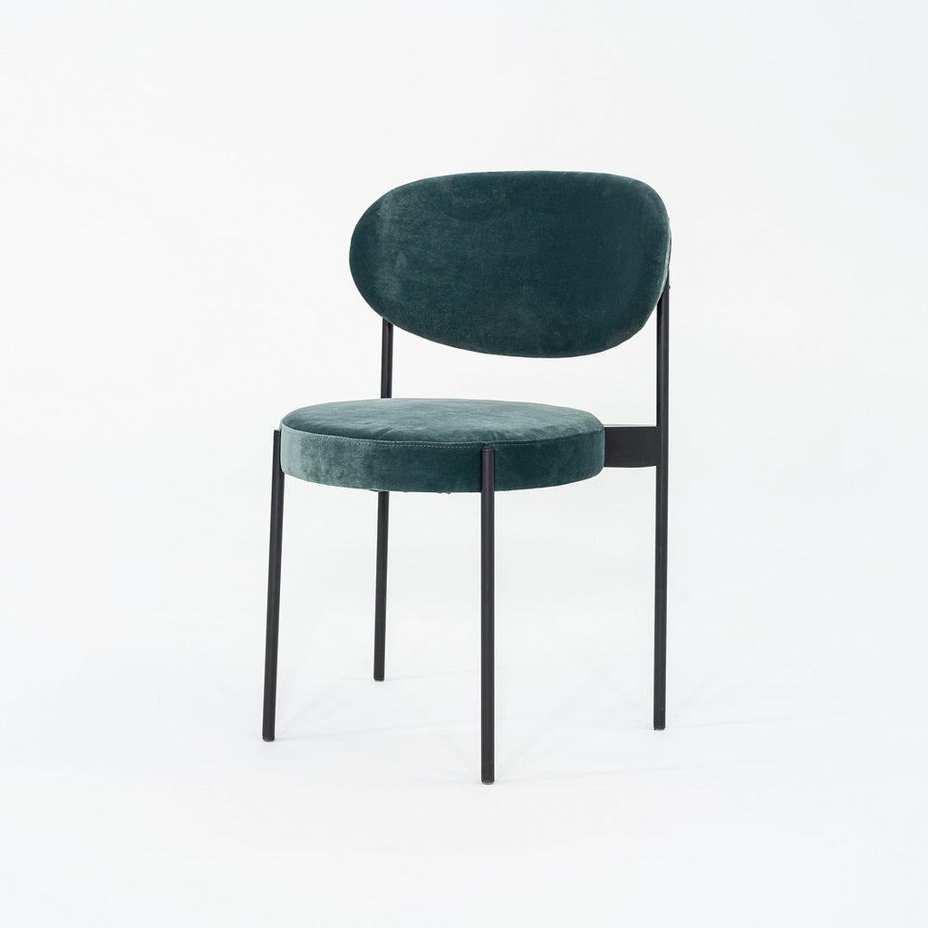 2024 Verner Panton for Verpan 430 Chair in Teal Velvet Upholstery w/ Black Frame
