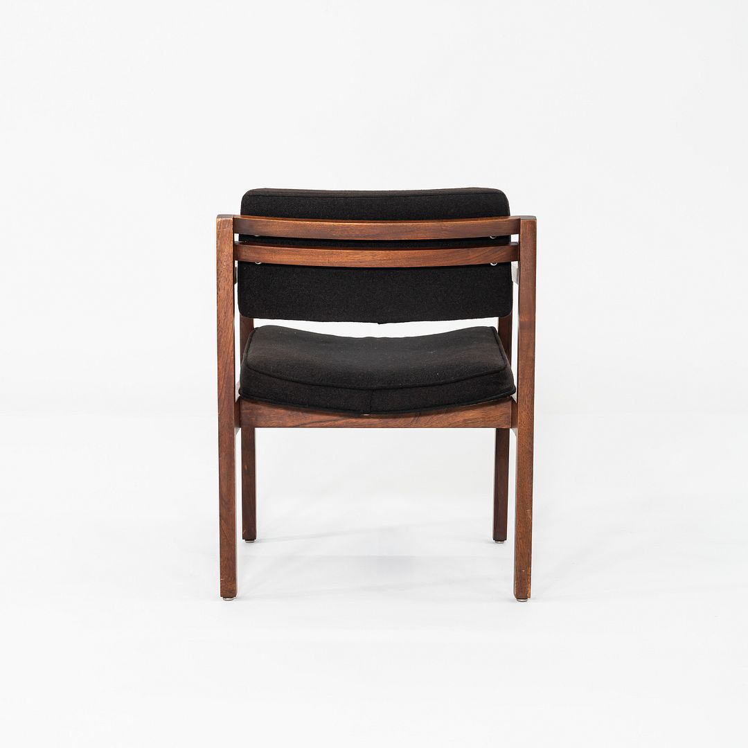 1970s Set of Eight Dining Arm Chairs Attributed to Jens Risom Walnut w/ Fabric