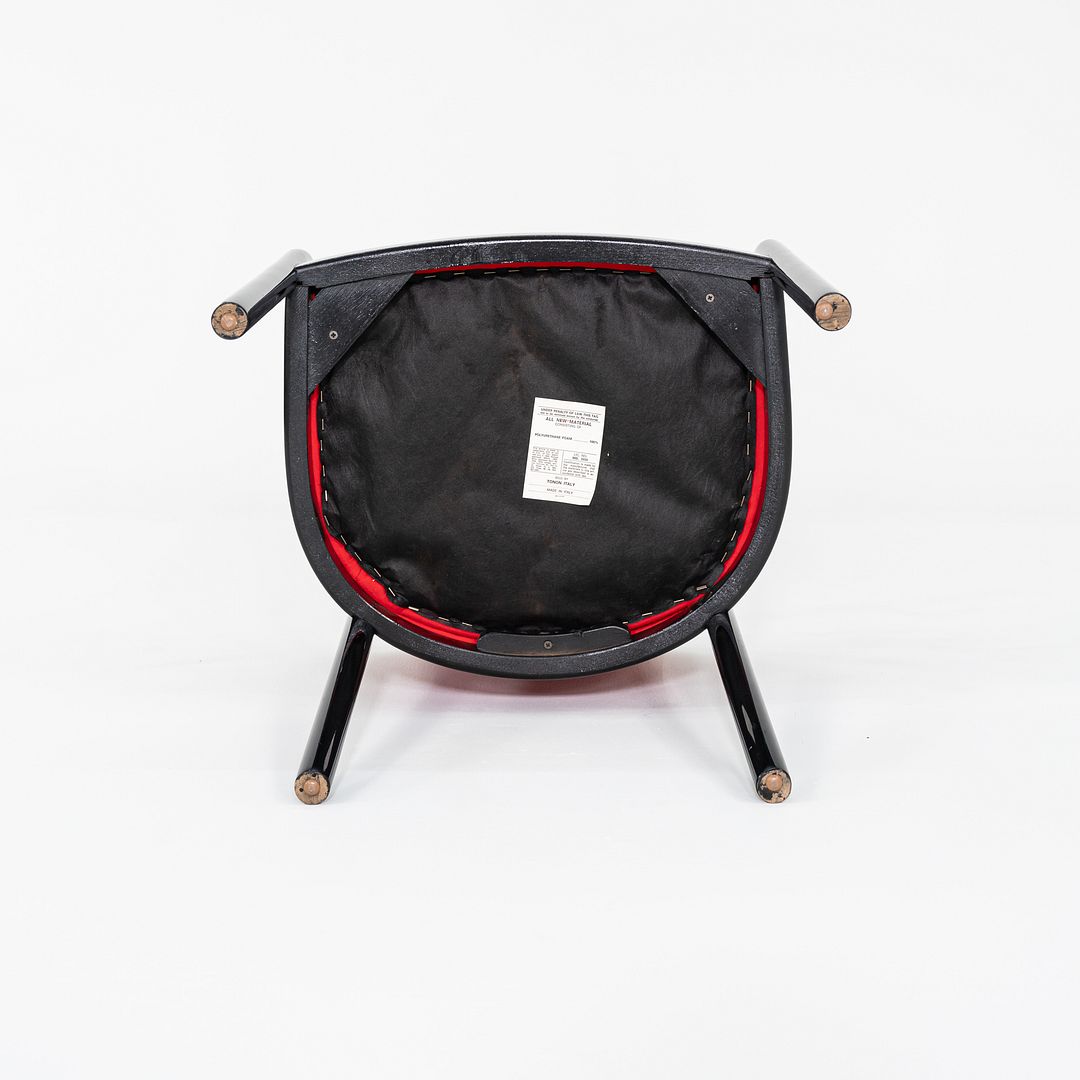 1980s Lacquered Wood Dining Arm Chair with Red Upholstery by Tonon in Italy