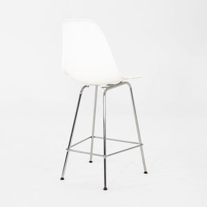 2024 Pair of Herman Miller Eames Plastic Counter Stools in White w/ Chrome Bases