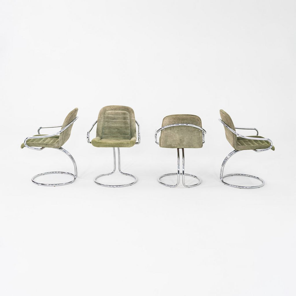 1970s Set of Four Gastone Rinaldi for RIMA Cantilever Dining Chairs in Chrome