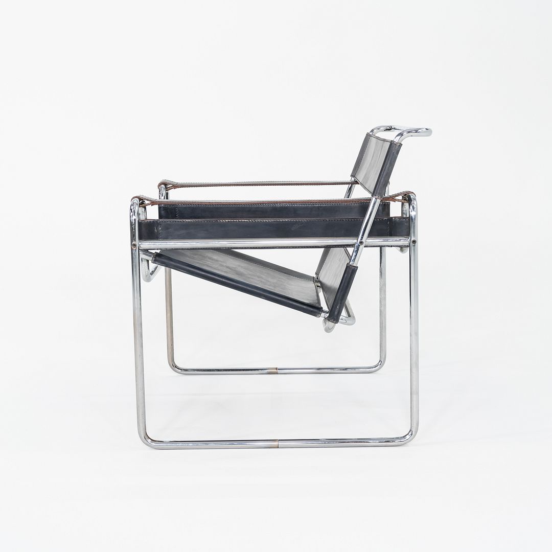 1970s Marcel Breuer for Knoll Wassily Lounge Chair in Black Leather 2x Available