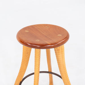 1990s Brad Smith Bradford Woodworking Studio Craft Ax Counter Stool Cherry & Ash