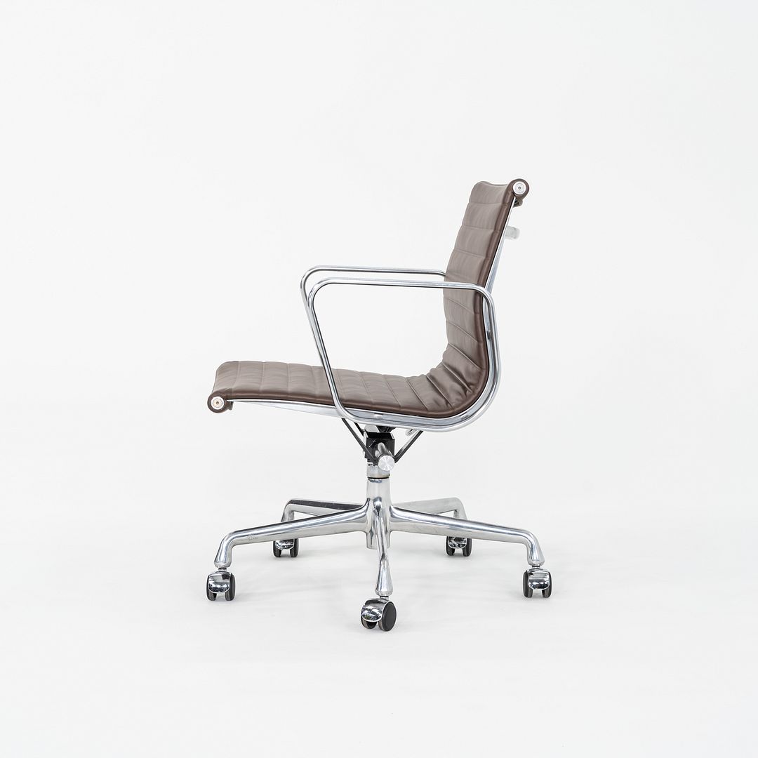 SOLD 2010s Herman Miller Eames Aluminum Group Management Desk Chair in Brown Leather