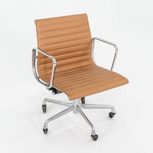 2010s Herman Miller Eames Aluminum Group Management Desk Chair Caramel Leather