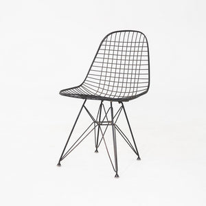 C. 1956 Pair of Herman Miller Eames DKR Wire Dining Chairs with Eiffel Bases