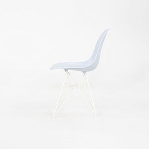 2019 Pair Herman Miller Eames DSR Dining Chairs in Blue Plastic with Eiffel Base
