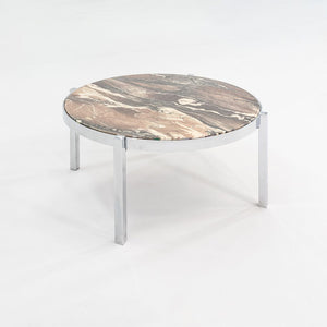 1970s Cipollino Ondulato Marble and Chromed Steel Coffee Table 42 Inch Diameter