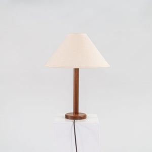 1970s Pair of Scandinavian Teak Table / Desk Lamps with White Fabric Shades
