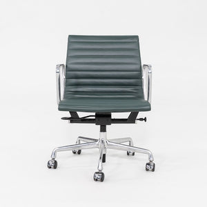 SOLD 2020s Herman Miller Eames Aluminum Group Management Desk Chair in Green Leather