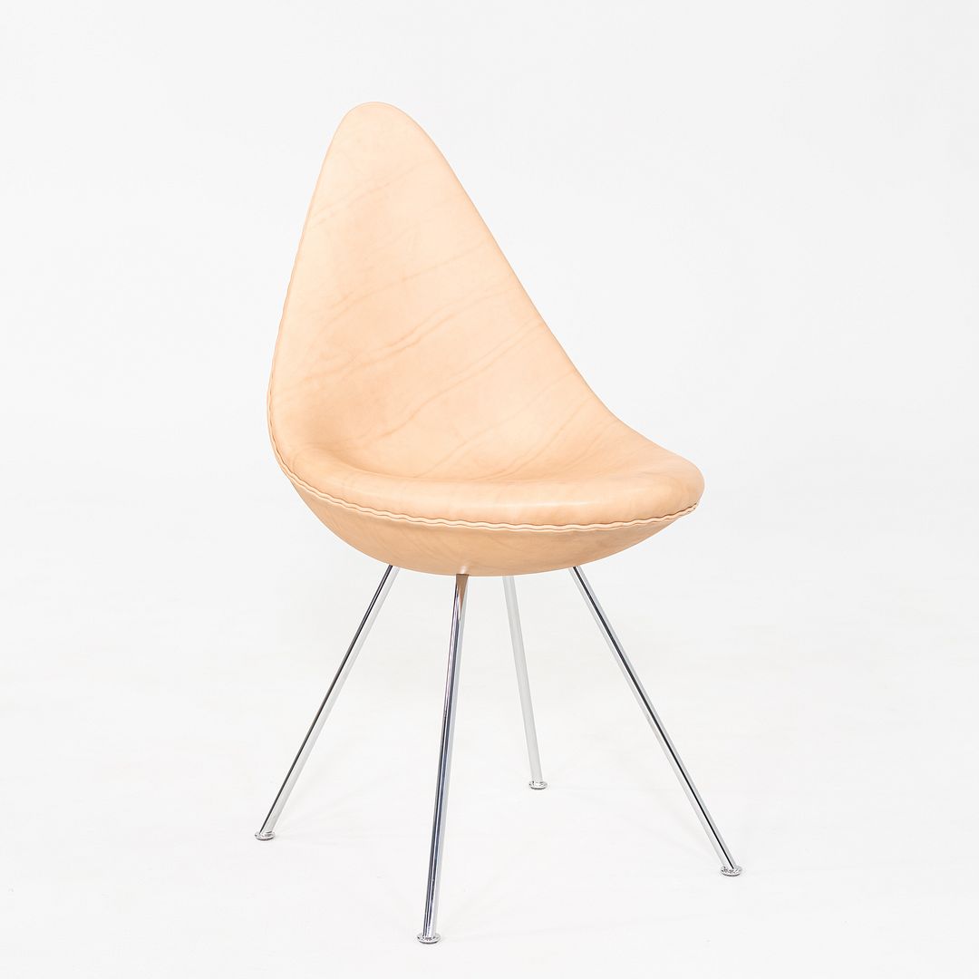 2024 Arne Jacobsen for Fritz Hansen Drop Dining Chair Rustic Leather Upholstery