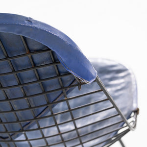 C. 1957 Herman Miller Eames Wire DKX-1 in Black Steel with Bikini Pad in Blue