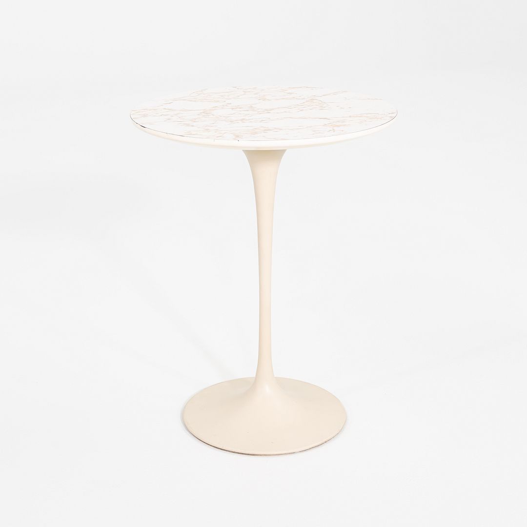 1960s Eero Saarinen for Knoll Pedestal Tulip Side Table w/ Faux Marble Laminate