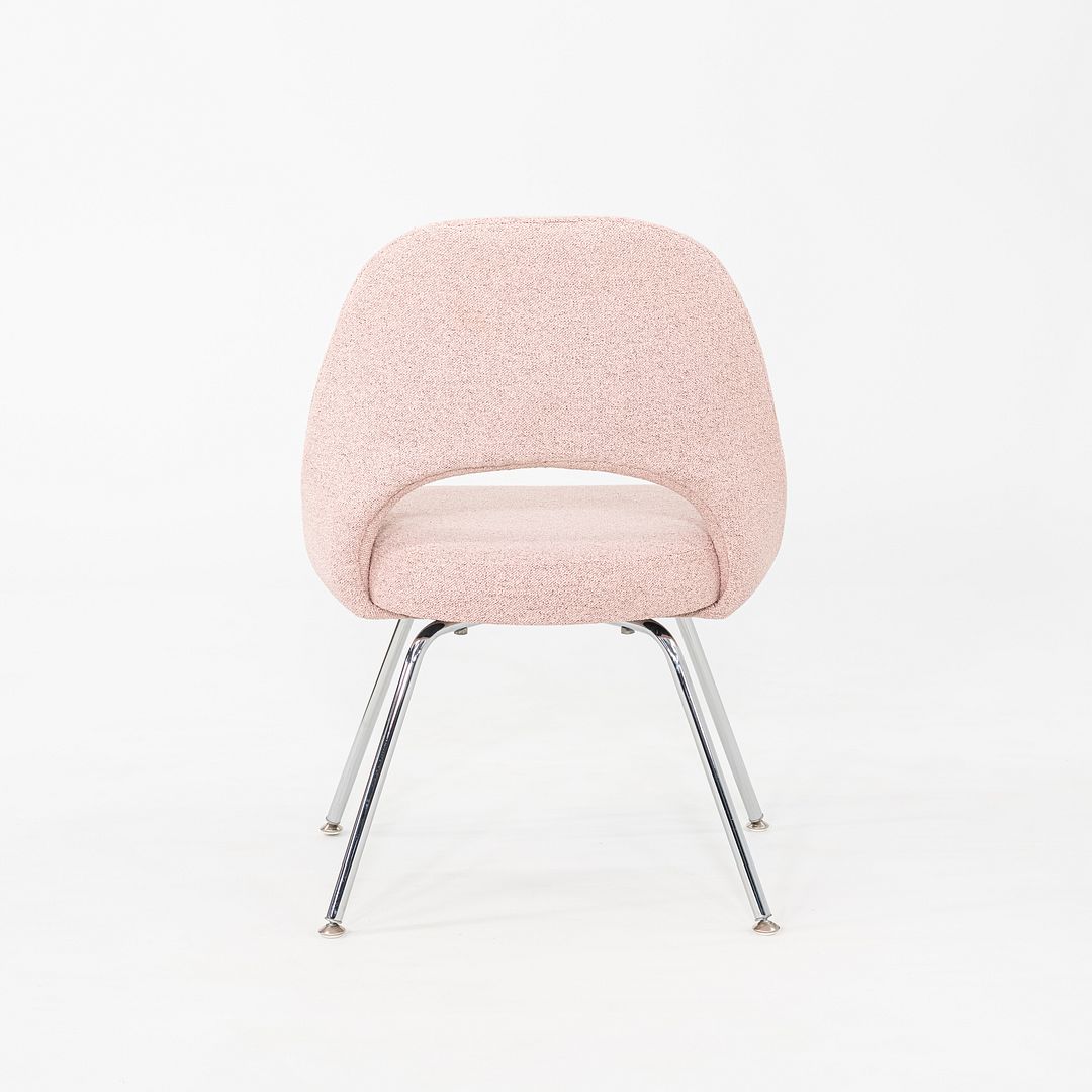 2010s Pair of Eero Saarinen for Knoll Armless Executive Dining Chair Pink Fabric