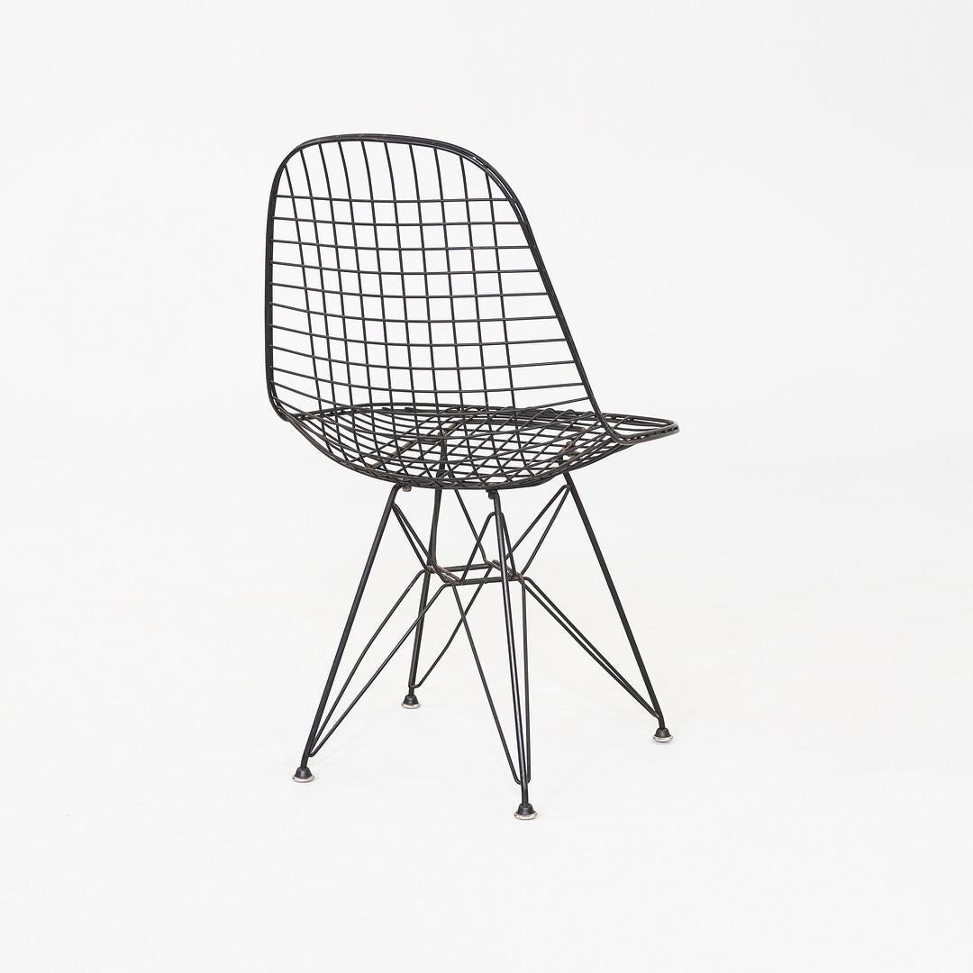 C. 1956 Pair of Herman Miller Eames DKR Wire Dining Chairs with Eiffel Bases