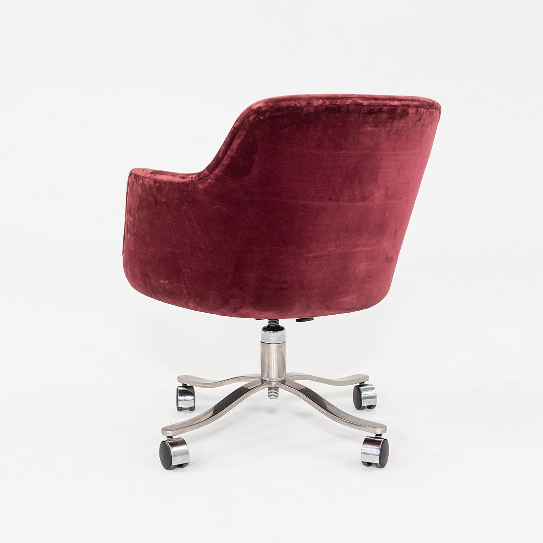 1980s Pair of Nicos Zographos CH 6 Alpha Bucket Desk Chairs in Burgundy Fabric