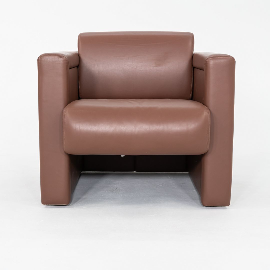2002 Trix and Robert Haussmann for Knoll Lounge Chair Brown Leather Upholstery