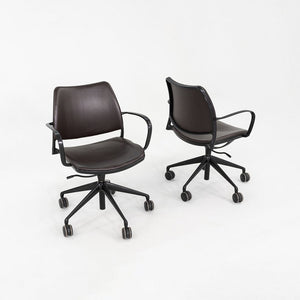 2010s Jesus Gasca for STUA Gas Desk Chair Brown Leather w/ Black Frame 6x Avail
