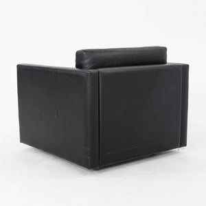 1970s Pair of Charles Pfister for Knoll Tuxedo Club Lounge Chairs Black Leather
