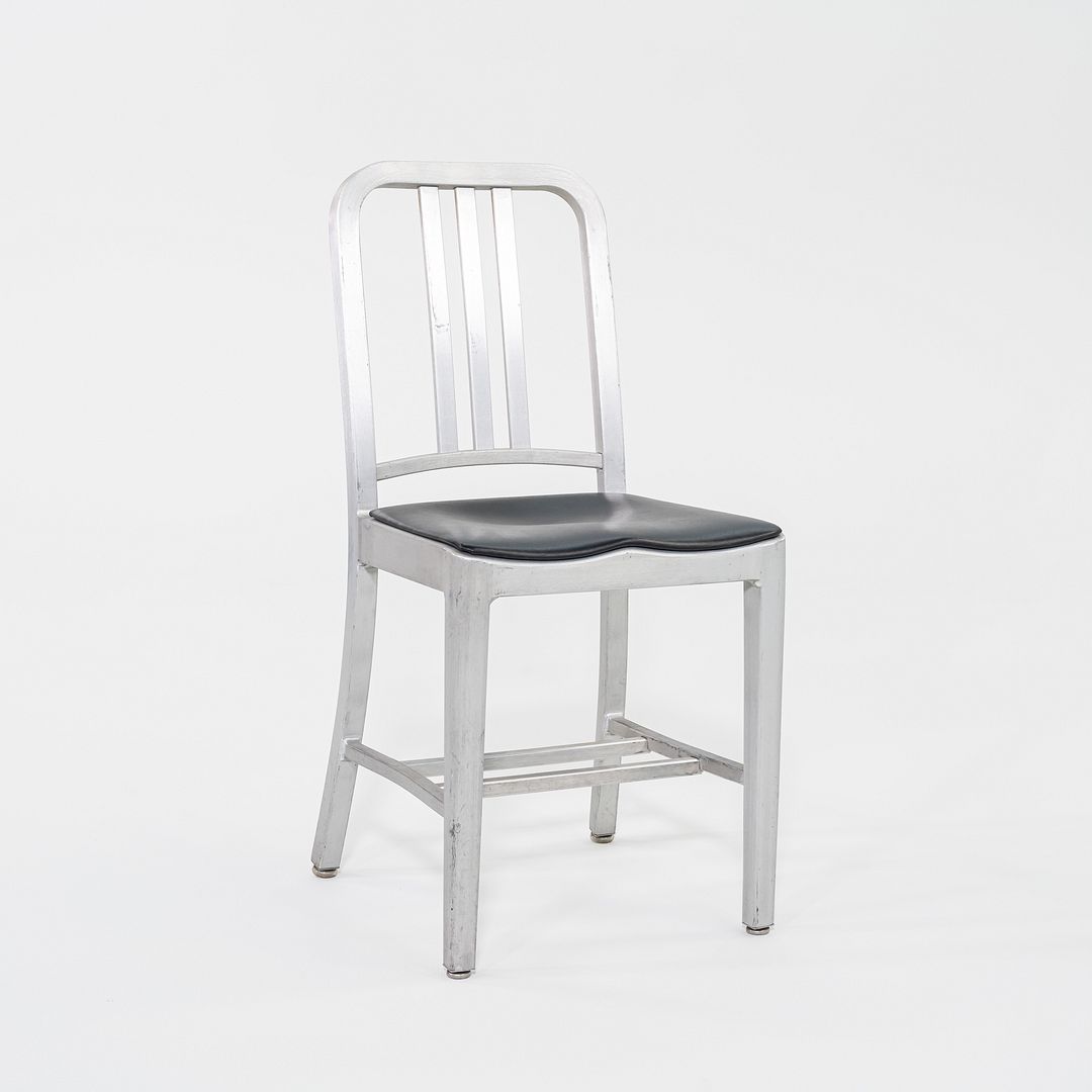 2010s Emeco 1006 Navy Dining Chair Aluminum with Black Seat Pad 35x Available