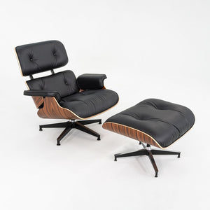 2024 Herman Miller Eames Lounge Chair and Ottoman in Black Leather and Santos Palisander