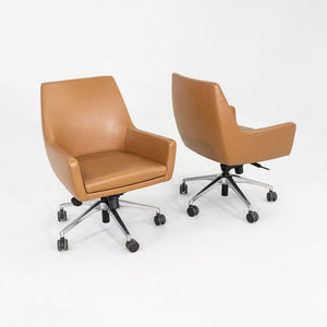 2016 Bernhardt Designs Cardan Desk Chair Tan Leather w/ Pneumatic Base 6x Avail