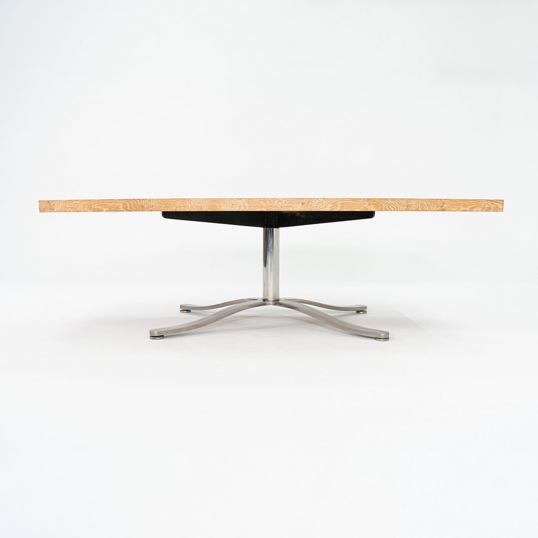 2004 Nicos Zographos Custom Burled Oak Conference Table w/ Stainless Steel Base