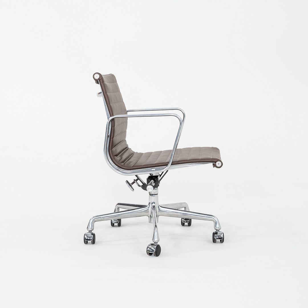 SOLD 2010s Herman Miller Eames Aluminum Group Management Desk Chair in Brown Leather