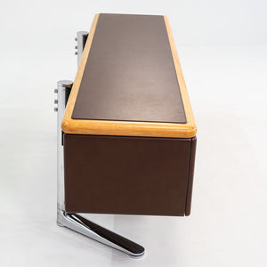 1979 Warren Platner for Knoll Executive Credenza in Oak, Leather & Chromed Steel