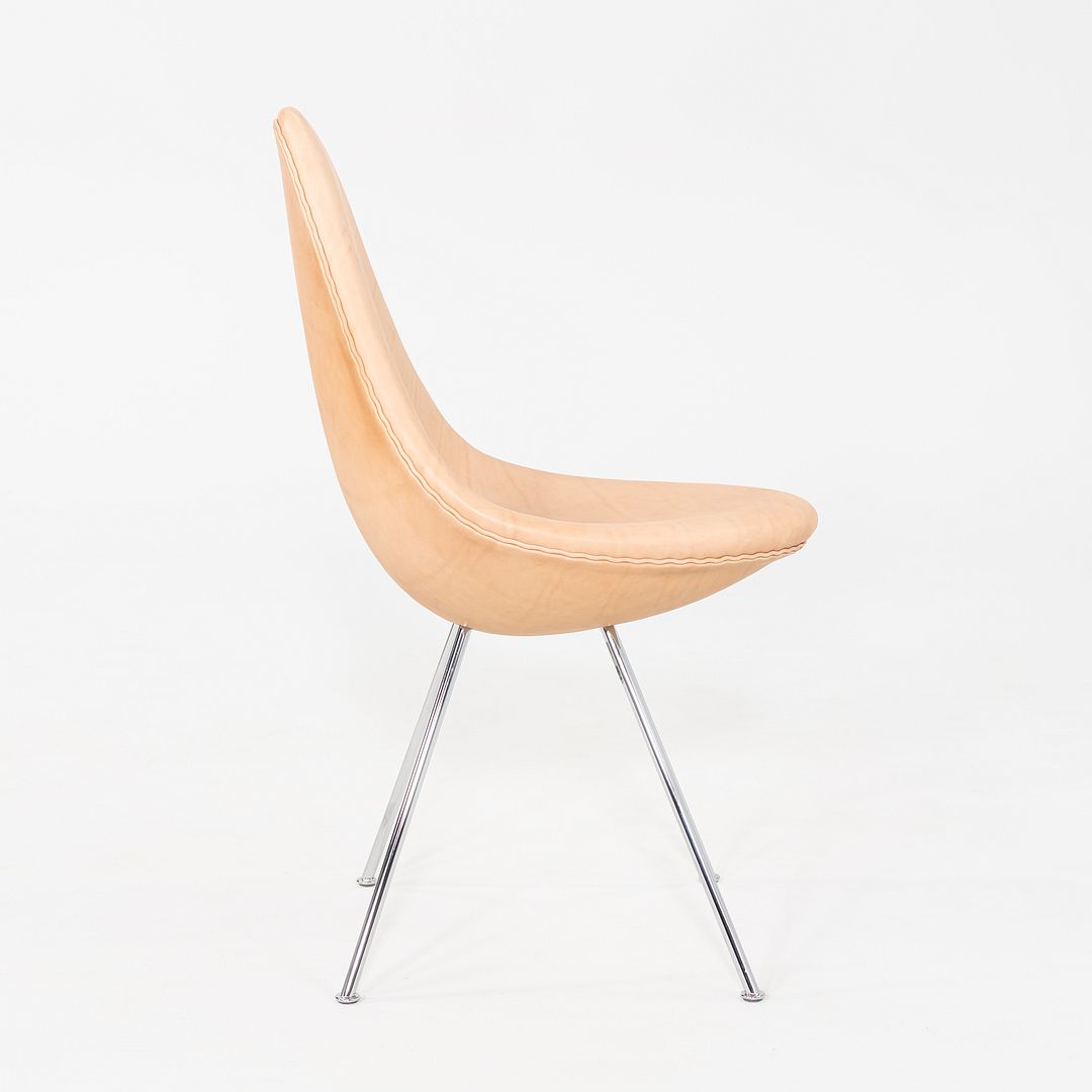 2024 Arne Jacobsen for Fritz Hansen Drop Dining Chair Rustic Leather Upholstery