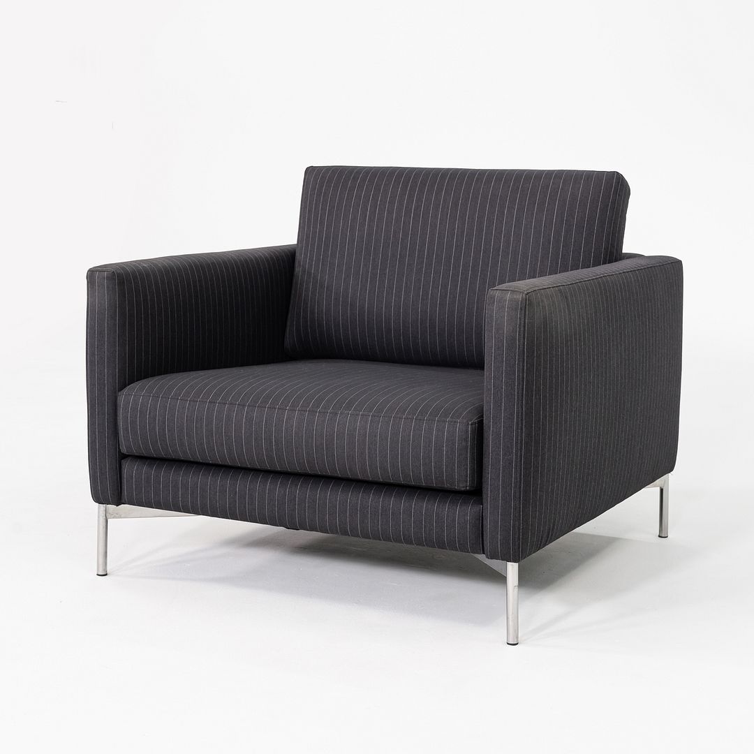2008 Piero Lissoni for Knoll Divina Lounge Chair with Black Pinstripe Fabric