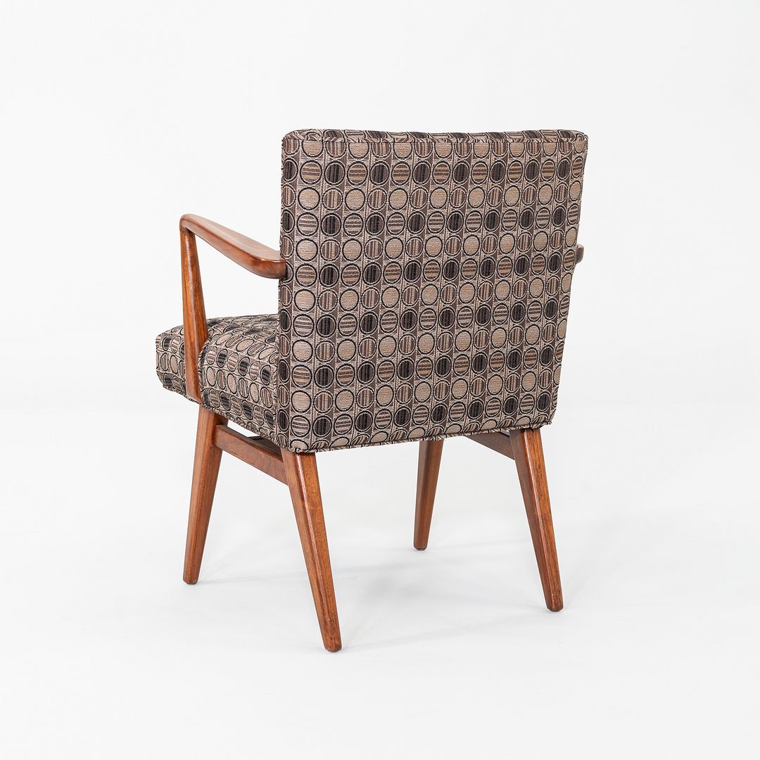 1960s Set of Seven Jens Risom Design Model C-108 Dining Arm Chairs in Walnut and Fabric