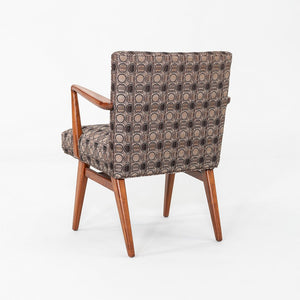 1960s Set of Seven Jens Risom Design Model C-108 Dining Arm Chairs in Walnut and Fabric
