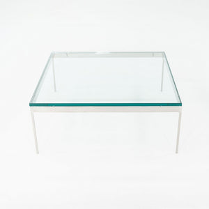 1980s Nicos Zographos Stainless Steel Square Coffee Table with Square Glass Top