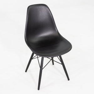 2018 Set of Four Herman Miller Eames DSW Dining Side Chairs in Black Plastic